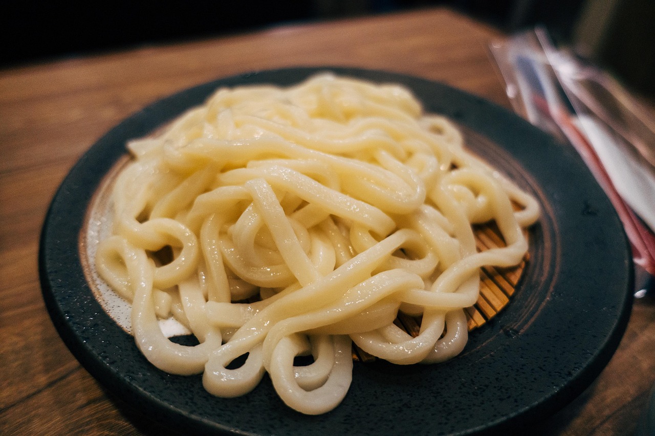 Udon fatti in casa con kakiage di verdure giapponesi