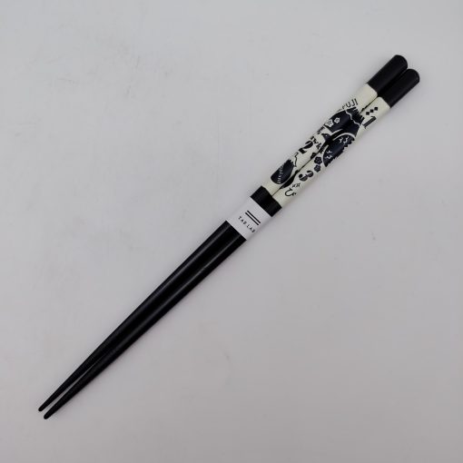 Bacchette giapponesi in legno con motivi tradizionali 23cm - nero