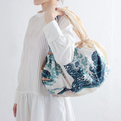 Borsa Furoshiki L – L’onda di Kanagawa, cotone organico