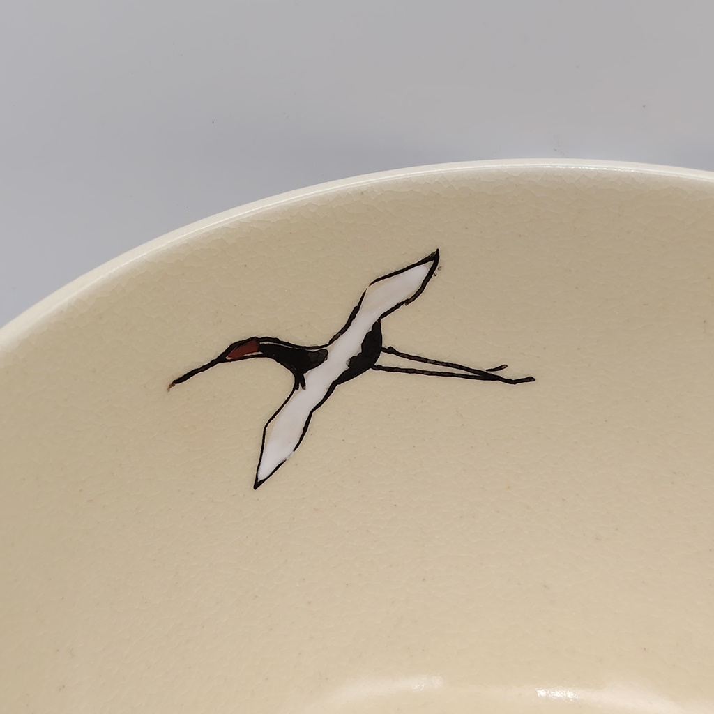 Chawan in ceramica Kyoyaki "Monte Fuji rosso e Gru" - immagine 6