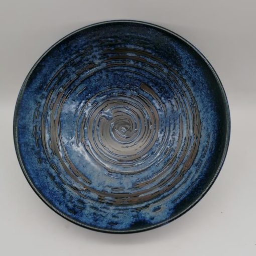 Ciotola da ramen blu con spirali nere