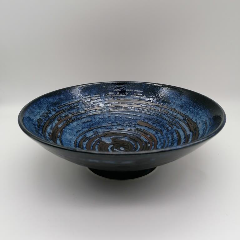 Ciotola da ramen blu con spirali nere 900ml