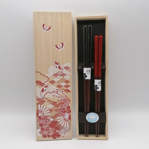 Coppia di bacchette Flower con scatola in legno