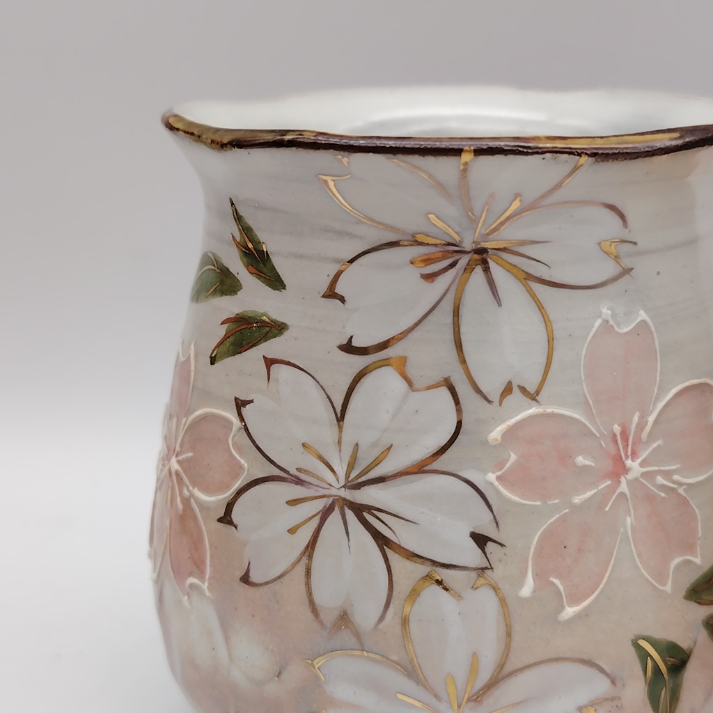 Coppia di tazze in ceramica Kyoyaki - Sakura - immagine 5