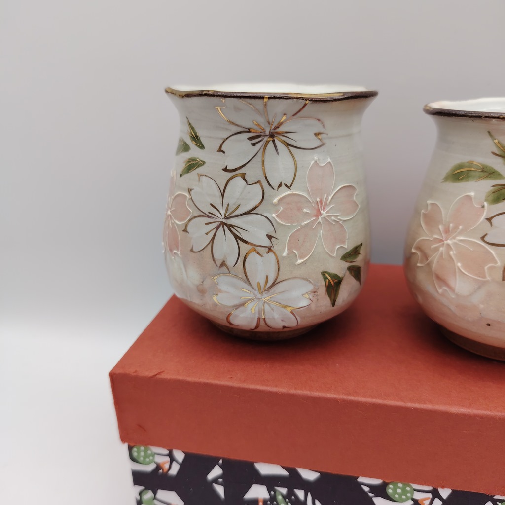 Coppia di tazze in ceramica Kyoyaki - Sakura - immagine 9