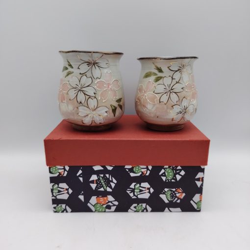 Coppia di tazze in ceramica Kyoyaki - Sakura