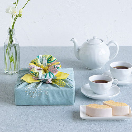 Furoshiki Hime Musubi - Notte di sakura, in cotone organico giallo | 70cm - immagine 3