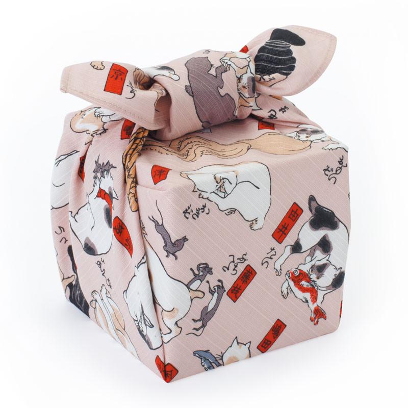 Furoshiki Ukiyo-e Kuniyoshi "Gatti come le 53 stazioni della Tokaido" 48cm - immagine 2