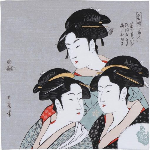 Furoshiki Ukiyo-e Utamaro "Tre bellezze dell'epoca moderna" 70cm