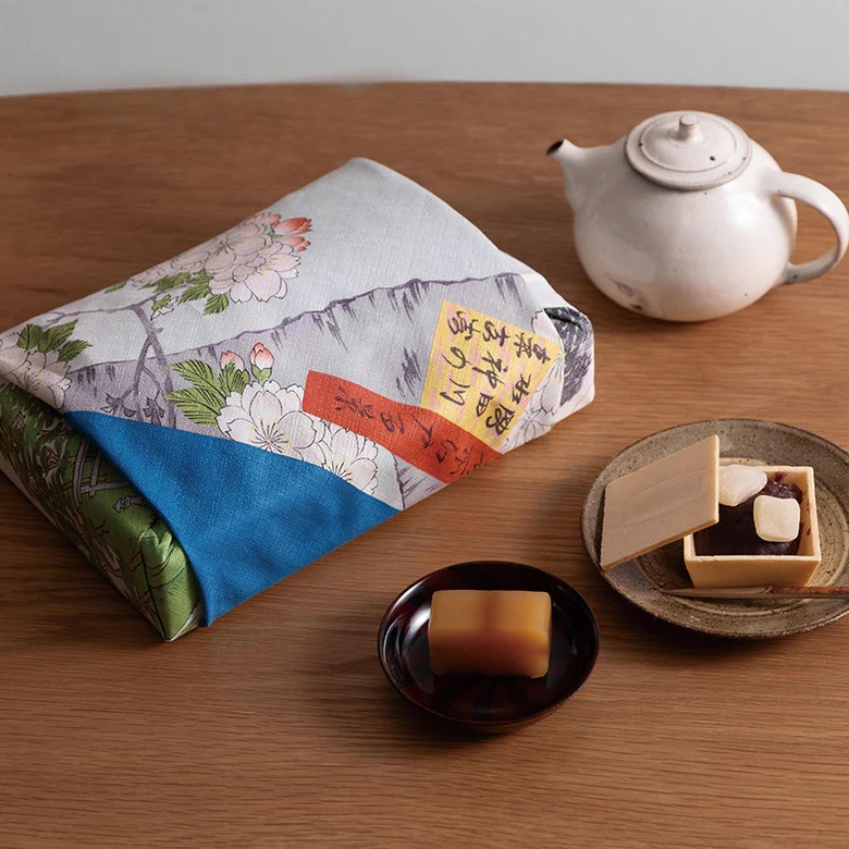 Furoshiki Ukiyo-e con Santuario Suijin e Massaki sul fiume Sumida 70cm - immagine 3