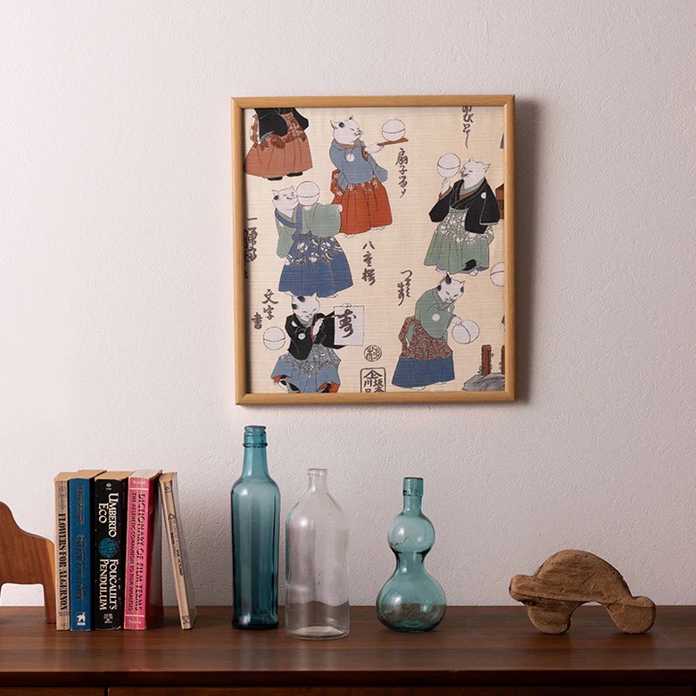 Furoshiki Ukiyo-e con gatti giocolieri 48cm - immagine 2