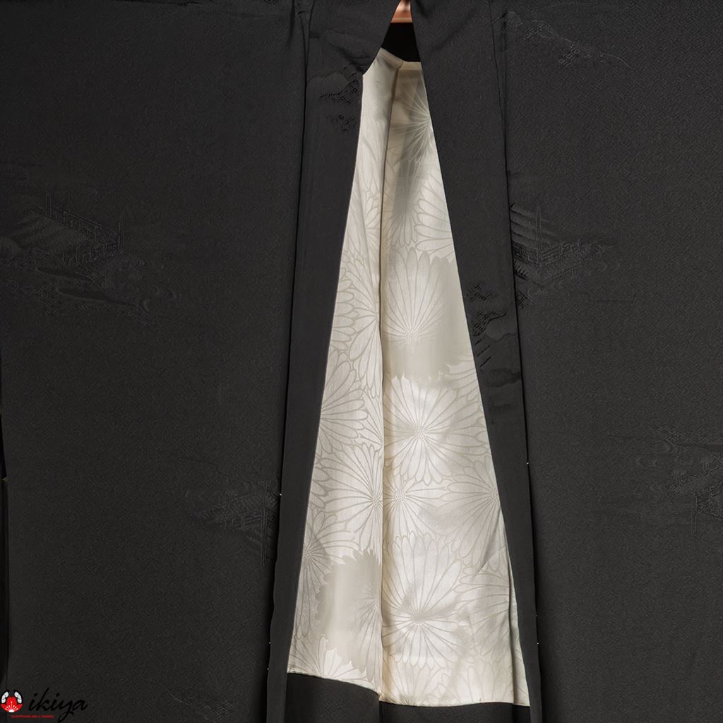 Haori da donna formale in seta "rinzu" nera con "kirimon" var.2 - immagine 2