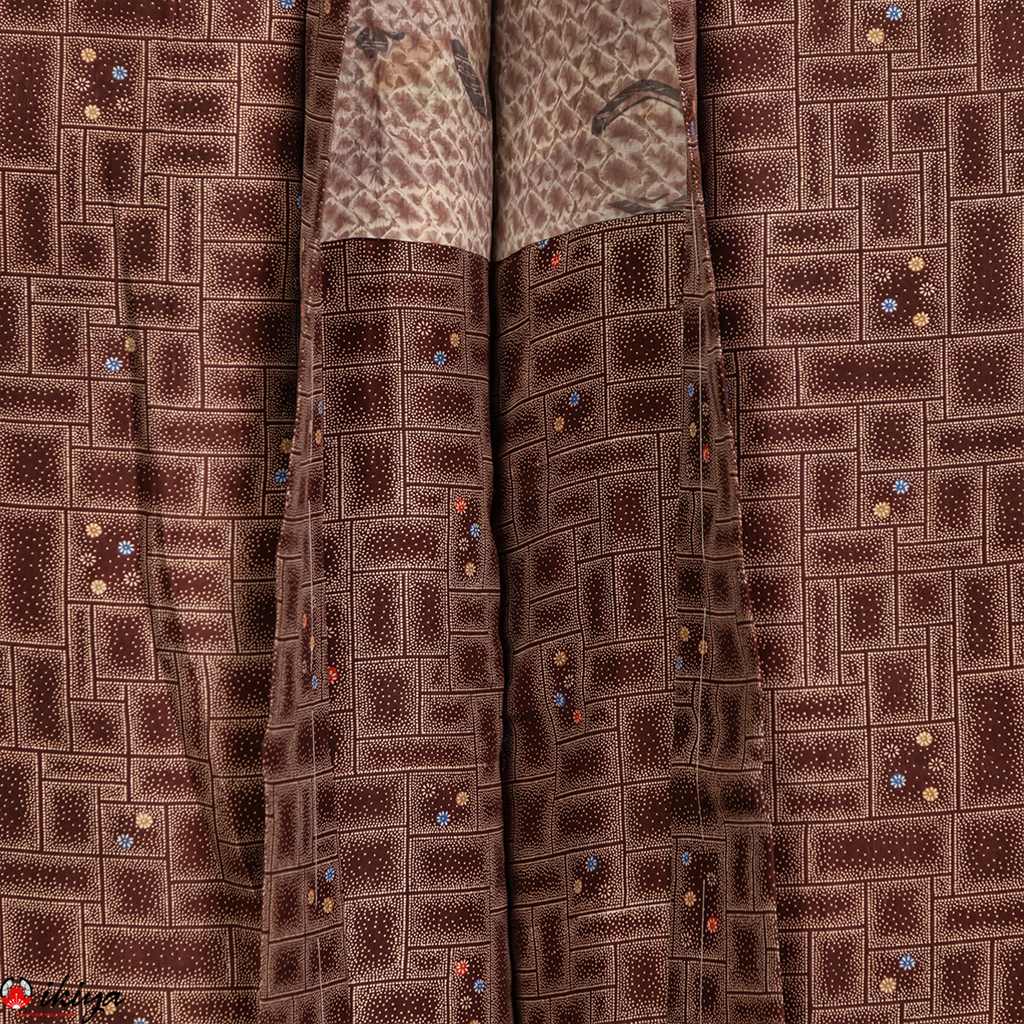 Haori da donna in raso di seta bordeaux a quadri - immagine 4