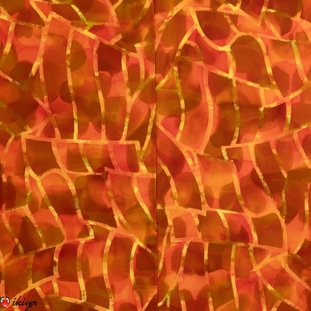 Haori da donna in seta arancione con effetto sfumato - immagine 4