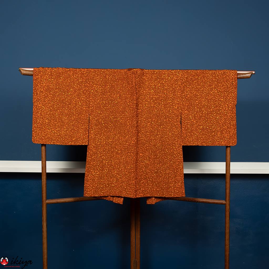 Haori da donna in seta marrone a pois colorati - immagine 3