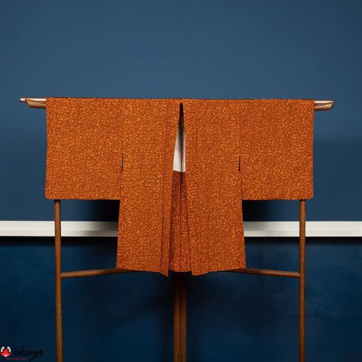 Haori da donna in seta marrone a pois colorati