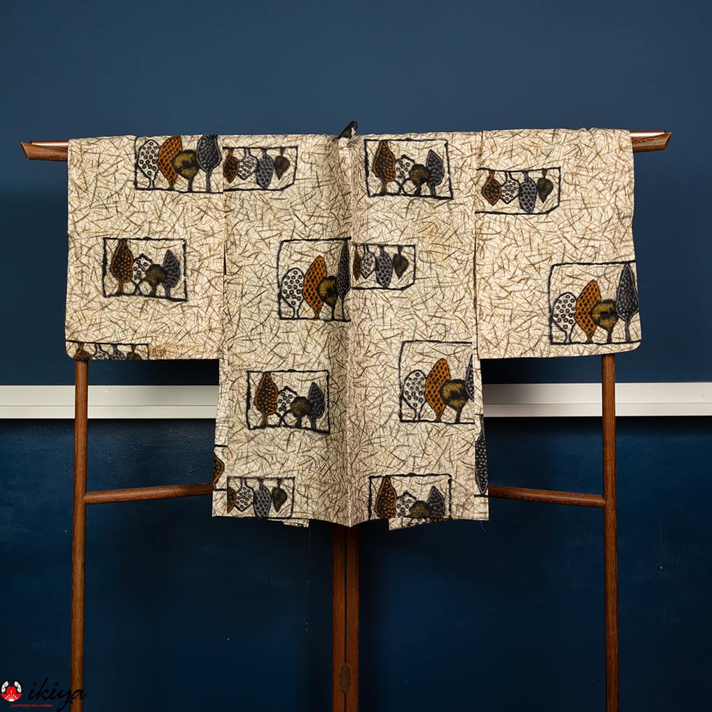 Haori da donna in seta "meisen" con alberi stilizzati - immagine 4