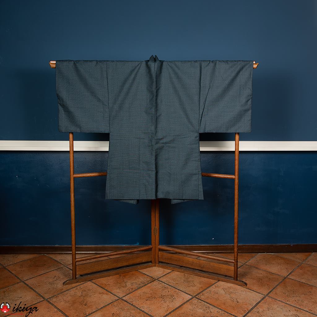 Haori da uomo in seta blu con stampa di Hiroshige - immagine 4