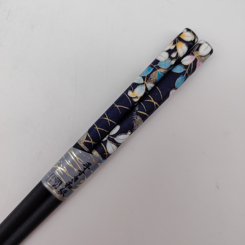 Hashi, bacchette giapponesi nere in legno con "hagi" 22,5cm - immagine 2