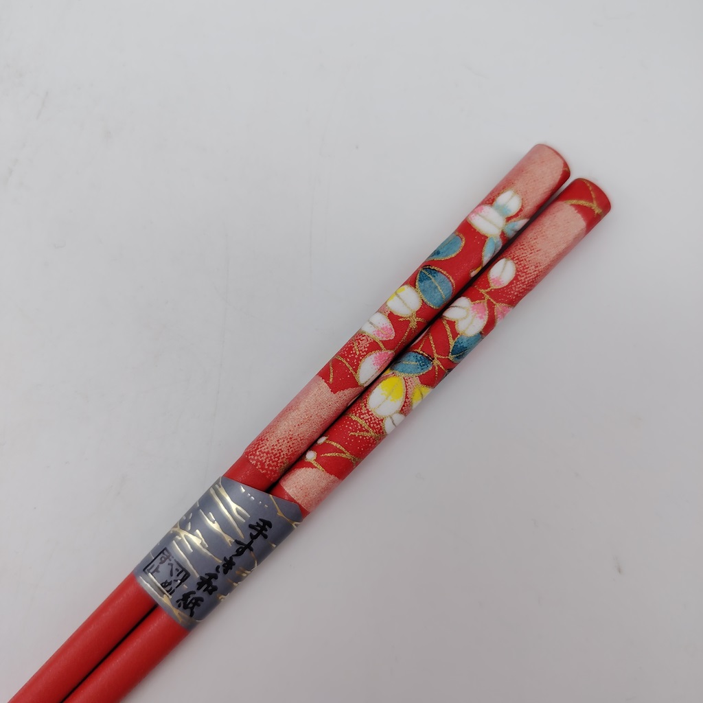 Hashi, bacchette giapponesi rosse in legno con "hagi" 21cm - immagine 2