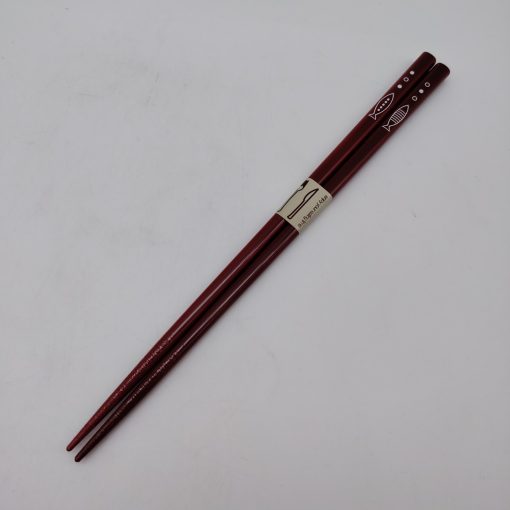 Hashi, bacchette giapponesi rosse in legno con pesciolini 23cm