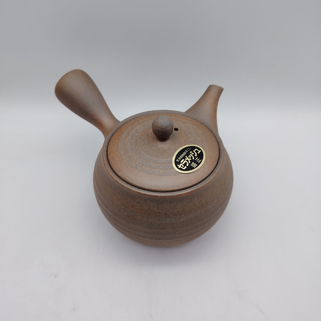 Teiera giapponese "kyusu" in ceramica naturale in stile "Yakishime"