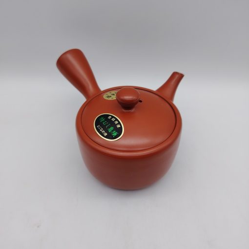 Teiera giapponese "kyusu" in ceramica rossa dalla forma cilindrica
