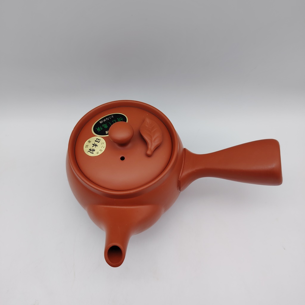 Kyusu in ceramica rossa con fogliolina - 380ml - immagine 6