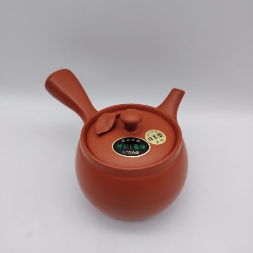 Kyusu in ceramica rossa con fogliolina - 380ml