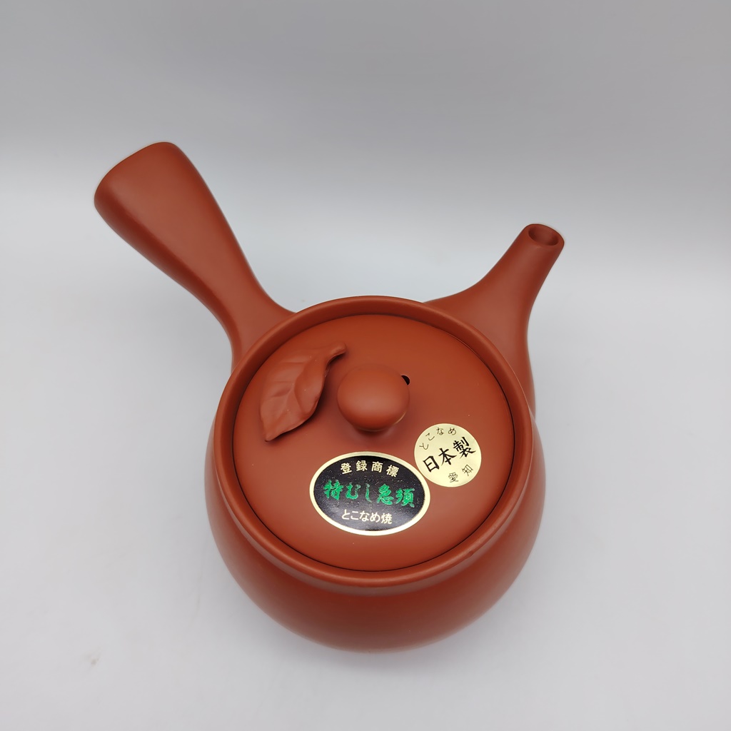 Kyusu in ceramica rossa con fogliolina - 380ml - immagine 2