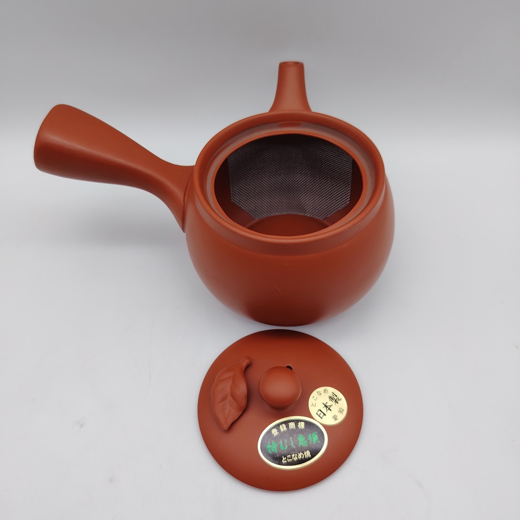 Kyusu in ceramica rossa con fogliolina - 380ml - immagine 4