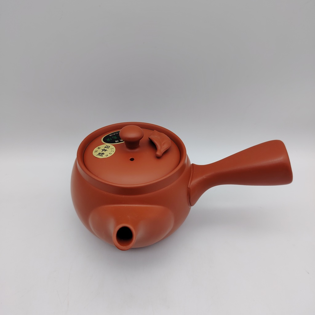 Kyusu in ceramica rossa con fogliolina - 380ml - immagine 5