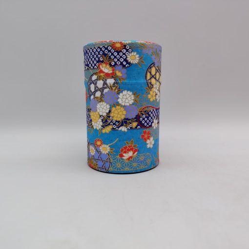 Porta tè in carta washi M - azzurro con cesti di fiori