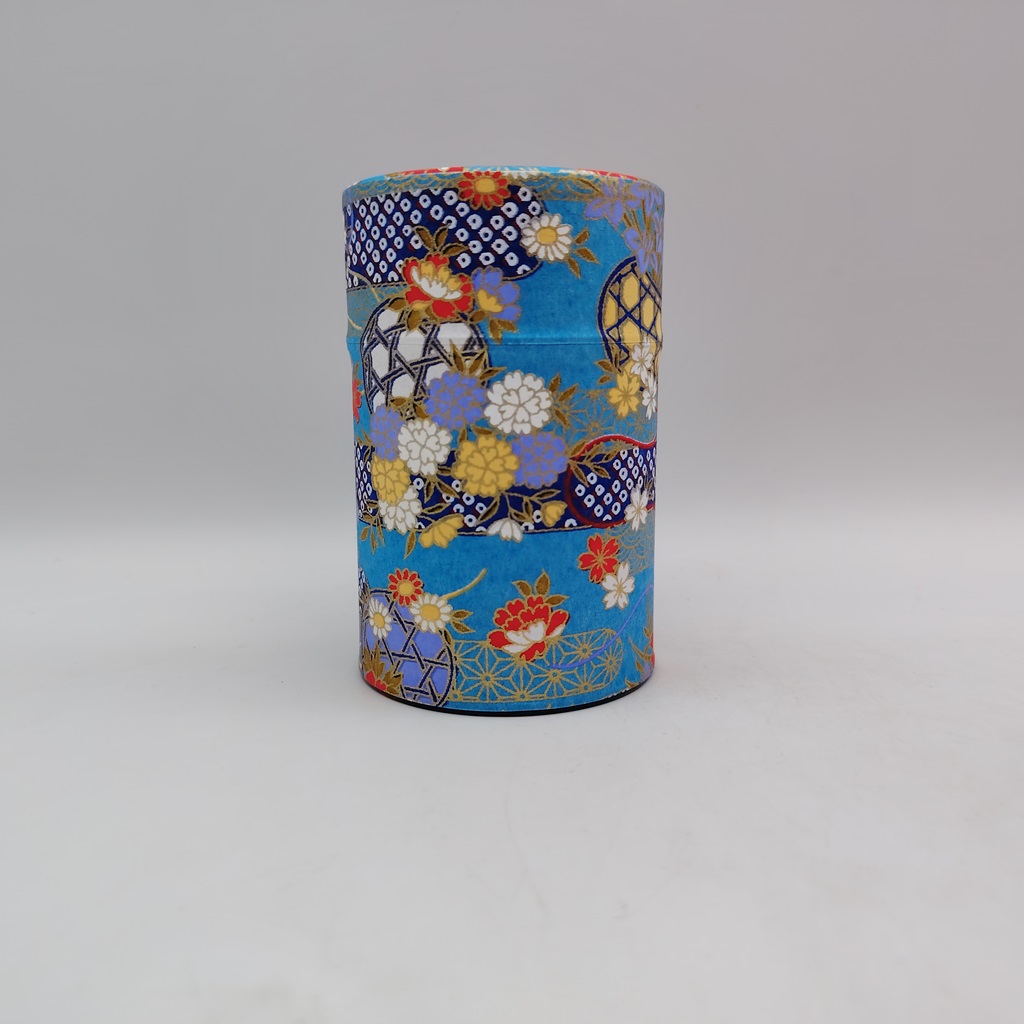 Porta tè in carta washi M - azzurro con cesti di fiori