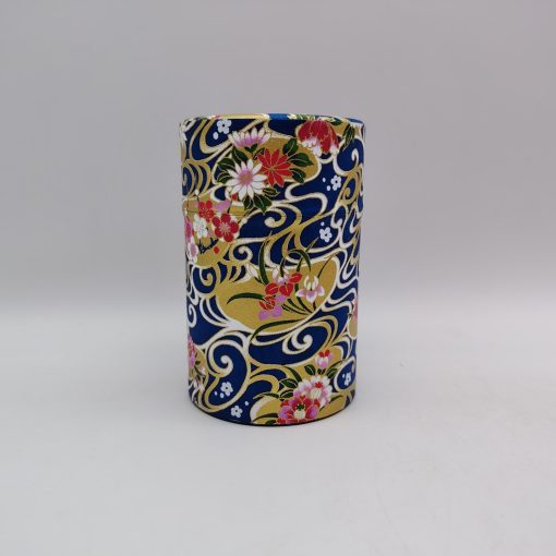 Porta tè in carta washi M - blu con onde e fiori