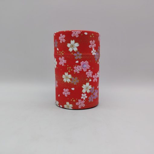 Porta tè in carta washi M - rosso con fiori di ciliegio
