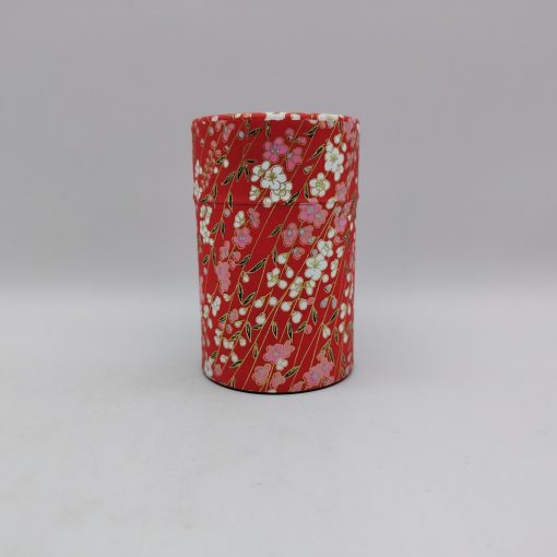 Porta tè in carta washi M - rosso con fiori di pruno