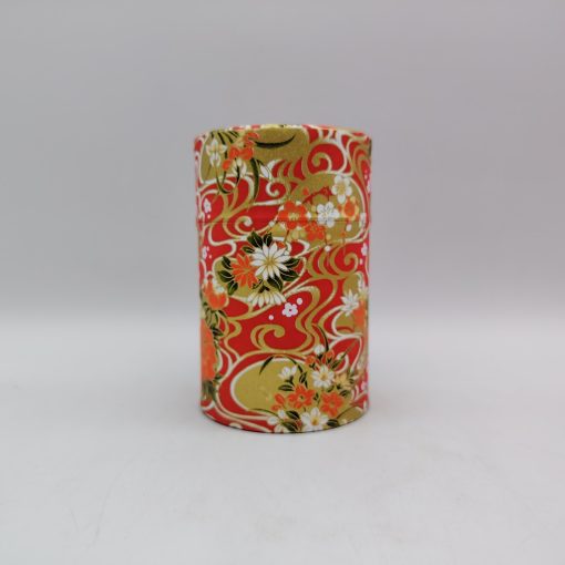 Porta tè in carta washi M - rosso con onde e fiori