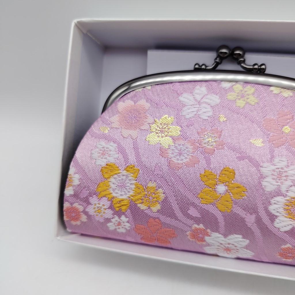 Portamonete artigianale da Kyoto L - Rosa con sakura - immagine 7