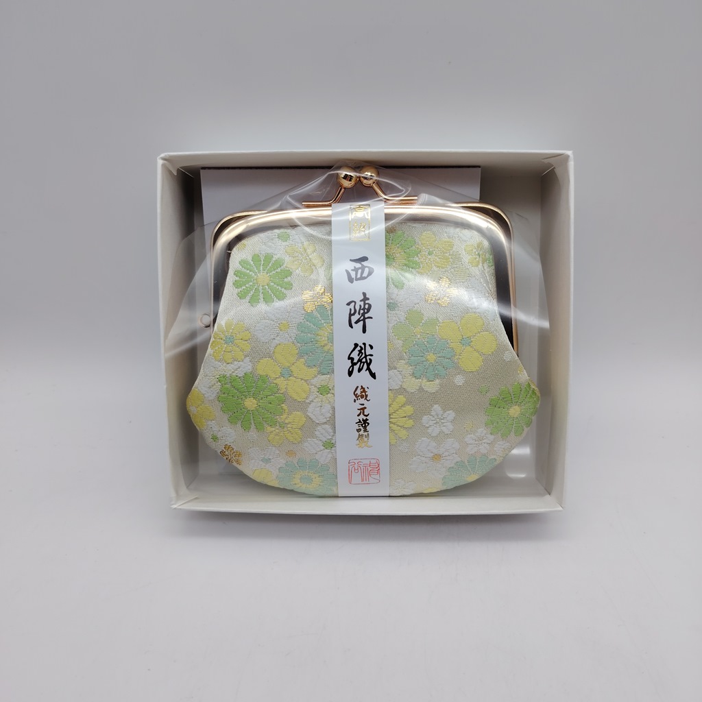 Portamonete artigianale da Kyoto M - Verde con crisantemi - immagine 4