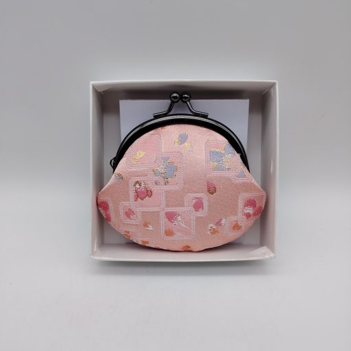 Portamonete artigianale da Kyoto S - Rosa con boccioli di sakura