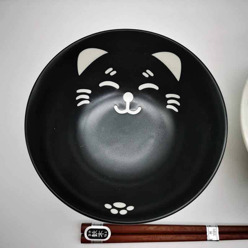 Set ciotole da domburi Maneki Neko bianco/nero - immagine 2