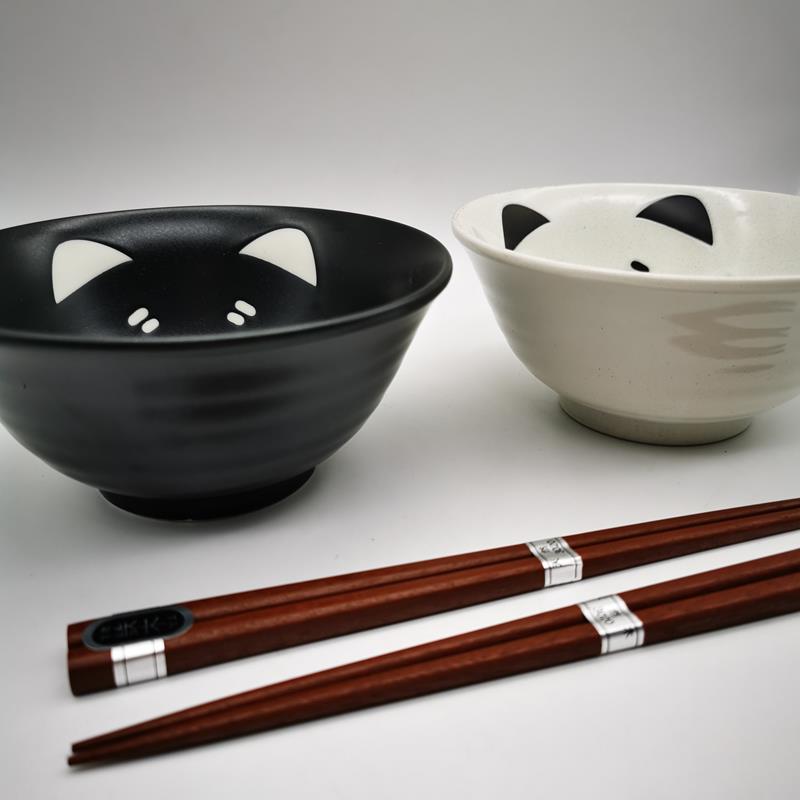 Set ciotole da domburi Maneki Neko bianco/nero - immagine 4