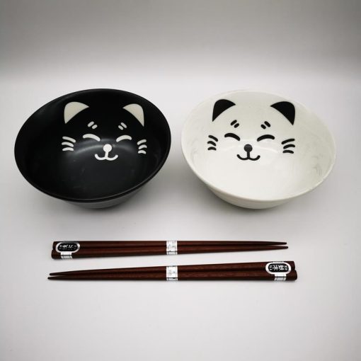 Set ciotole da domburi Maneki Neko bianco/nero