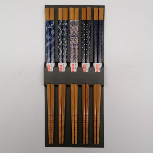 Set di 5 bacchette in legno Indigo Dyed