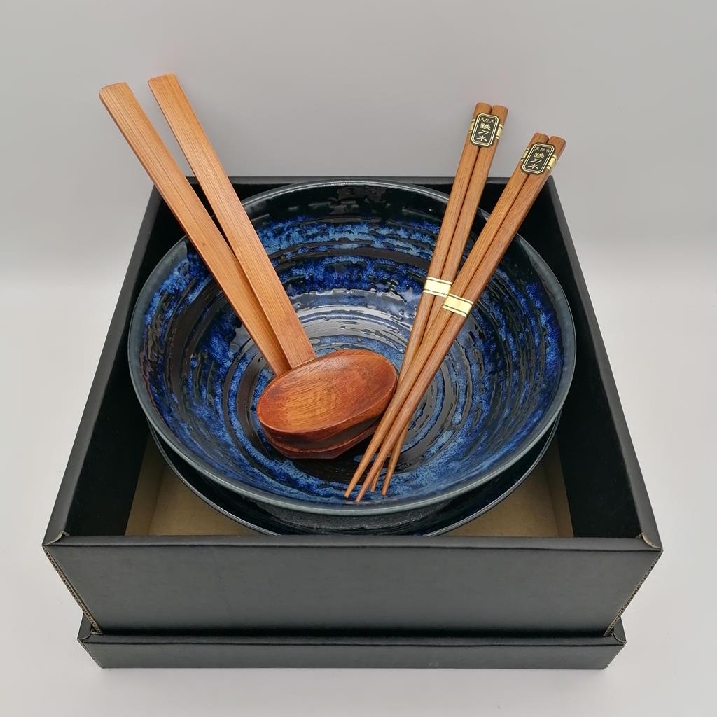 Set di due ciotole da ramen blu con spirali nere - immagine 4
